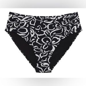 Time and Tru Women’s 3X Swimsuit Bottom Iris Black White Mid Rise Side Ruch New